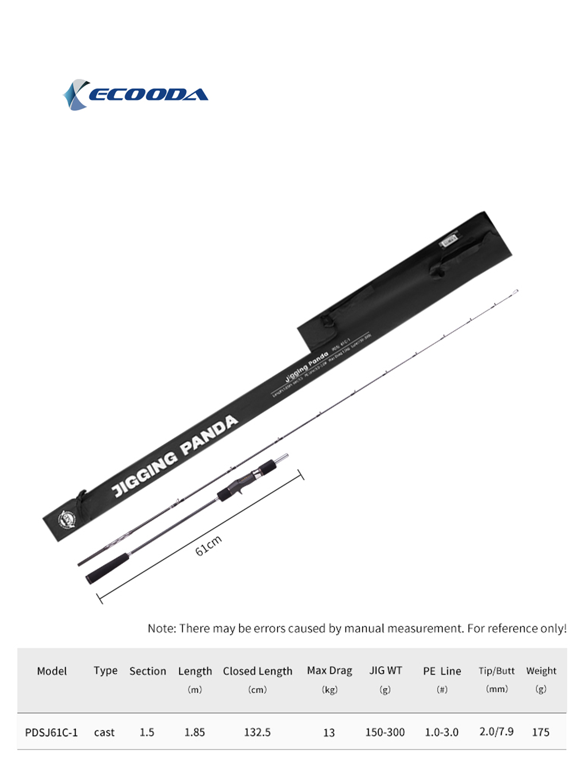 Ecooda Panda61 185cm 150-300g Slow Jigging Kamışı